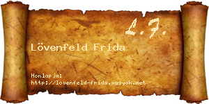 Lövenfeld Frida névjegykártya